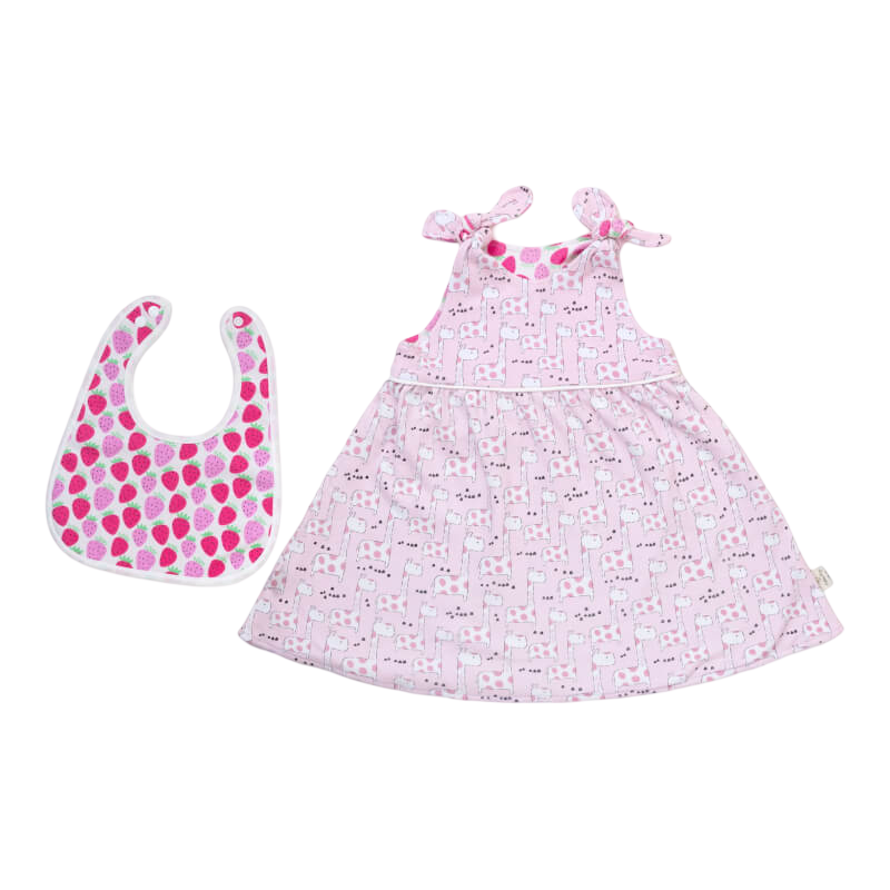 Cotton Pigs Giraffe and Strawberries Bib Set