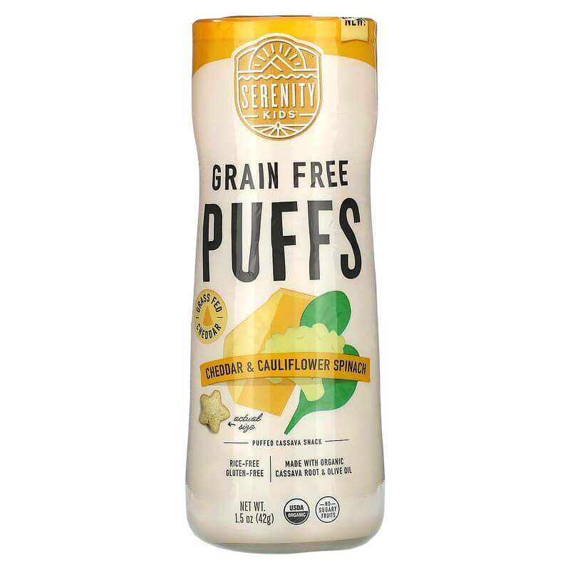 Serenity Kids Grain Free Puffs Cheddar & Cauliflower Spinach 1.5 oz (42 g)