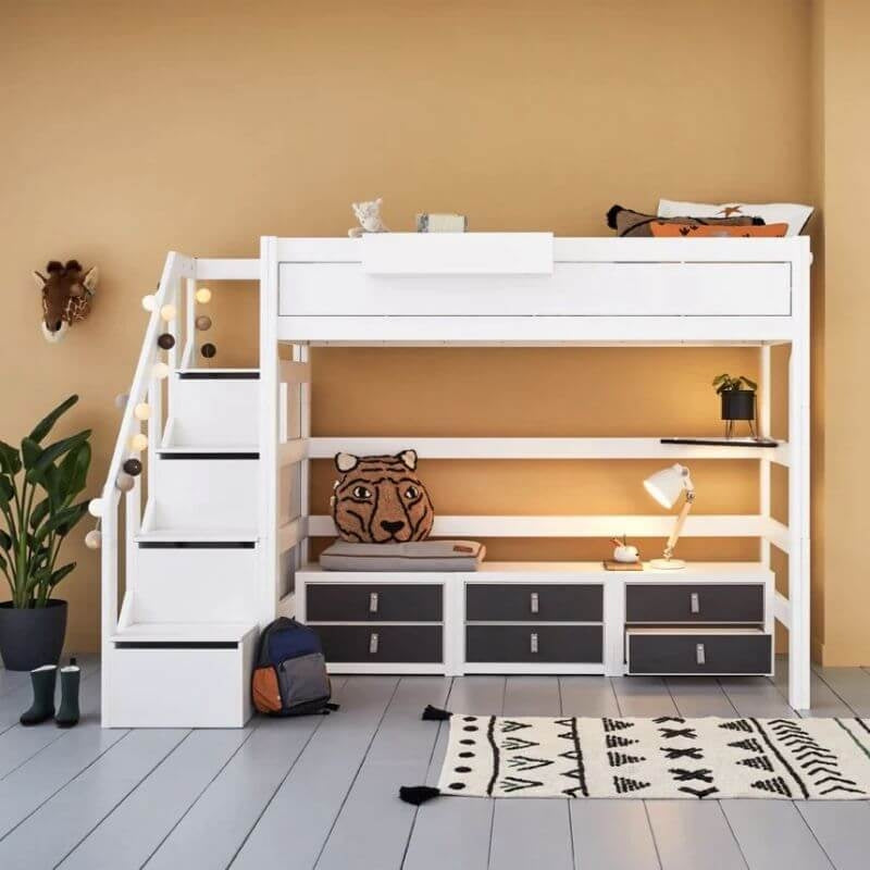 LIFETIME Kidsrooms High Bed with Step Ladder 90x200cm