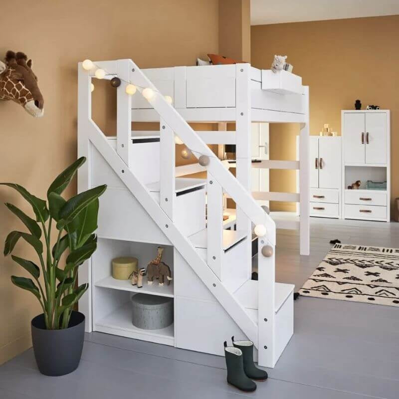 LIFETIME Kidsrooms High Bed with Step Ladder 90x200cm