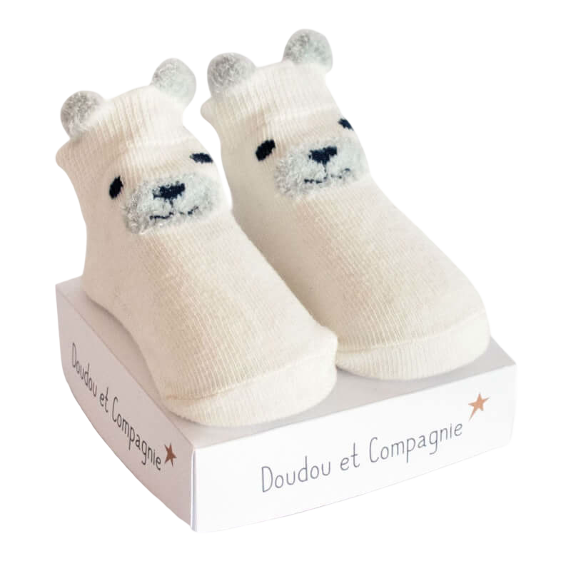 Doudou et Campagnie Histoire d'Ours Newborn Socks - Little Ears - Cream