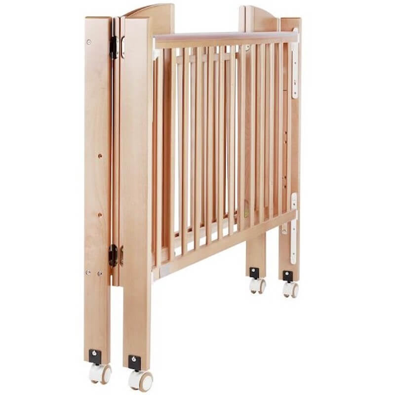 Baby Star Huggy Foldable Baby Cot with 3" Mattress - Natural / European Beech