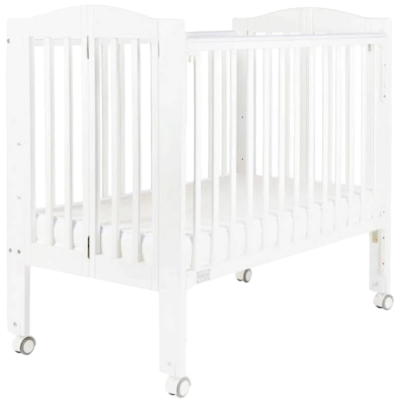 Baby Star Huggy Foldable Baby Cot with 3" Mattress - White / European Beech