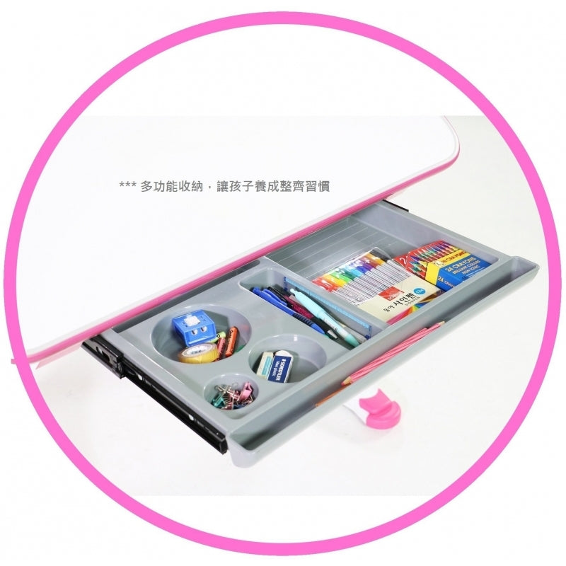 i-Study Creator Plus書桌和人體工學舒適椅套裝 - 粉紅色