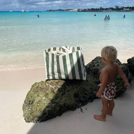 SUNNYLiFE Carryall Beach Bag - The Vacay Olive Stripe
