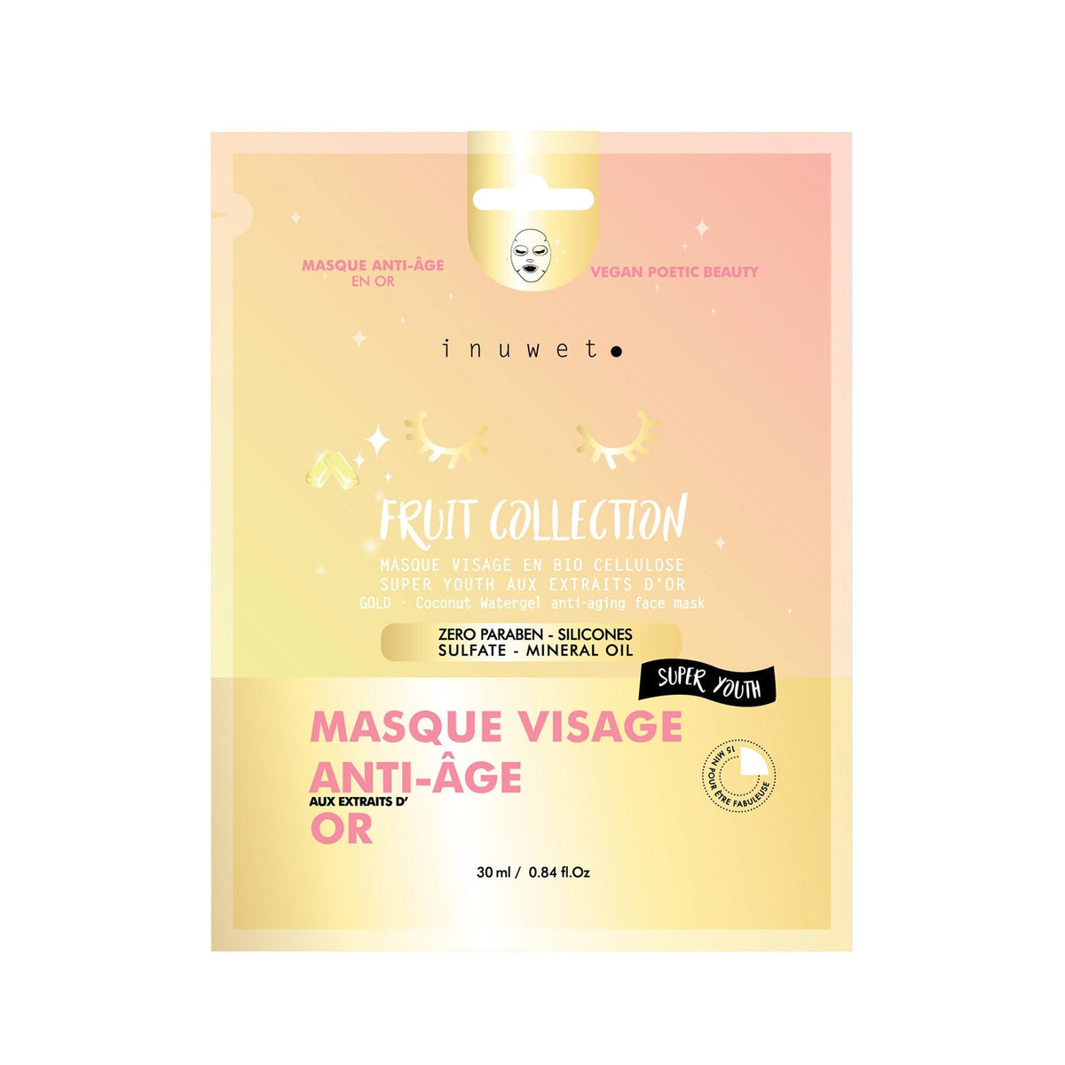 INUWET FRUIT COLLECTION - FACE MASK ANTI AGING GOLD