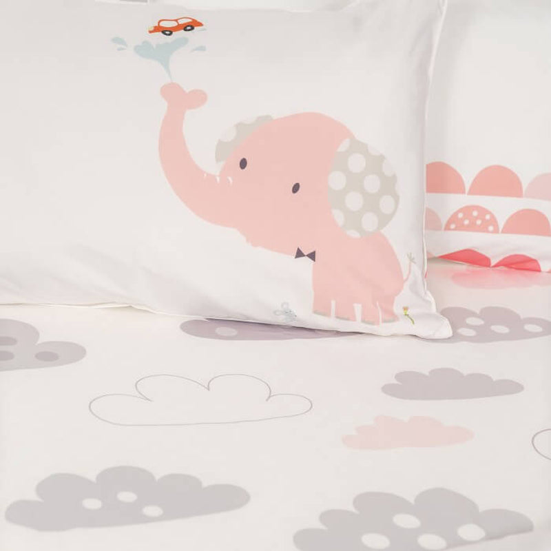 Jadaloo Anti-Dustmite Junior Bed Duvet Set - Pink Elephant