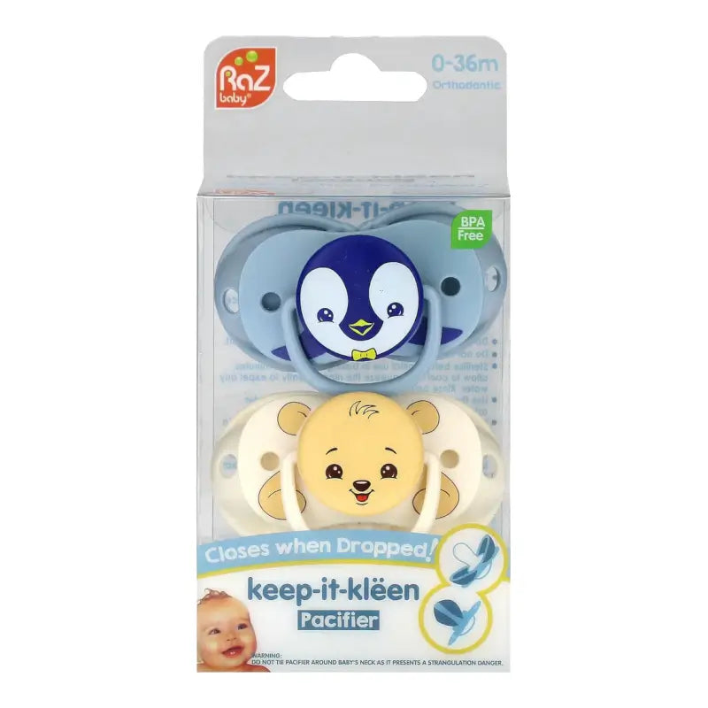RaZbaby Keep-It-Kleen Pacifier - Penguin & Bear