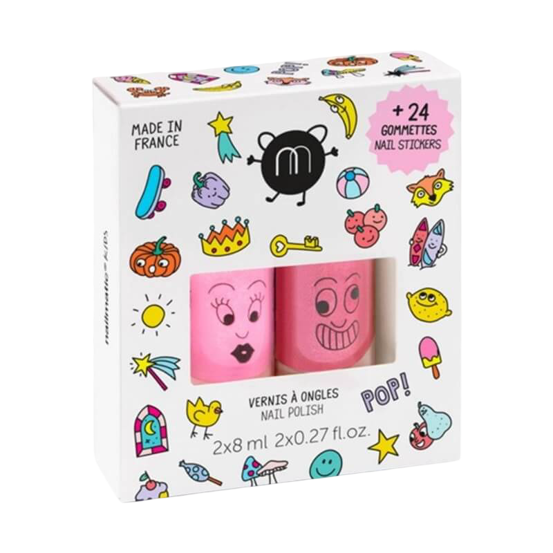nailmatic Kids Nail Polish + 24 Stickers Set (Box of 2) - Pop