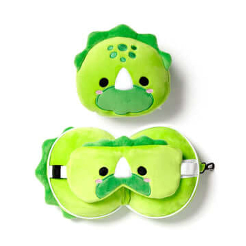 RELAXEAZZZ Kids Travel Pillow & Eye Mask - Dino