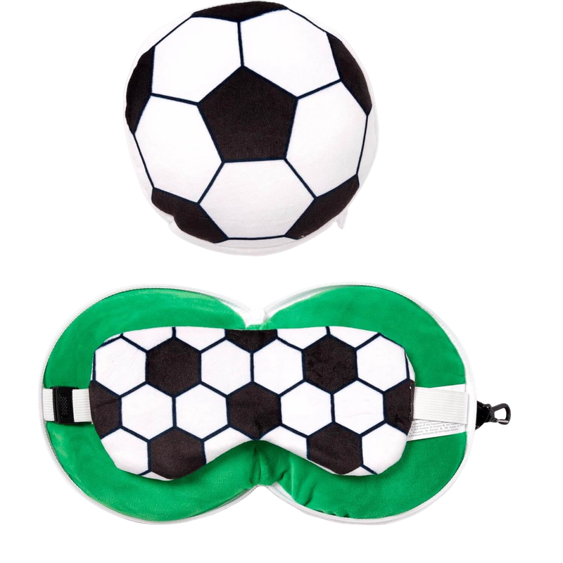RELAXEAZZZ Kids Travel Pillow & Eye Mask - Football