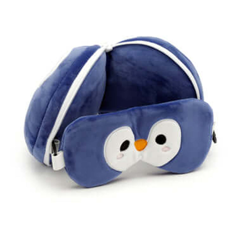 RELAXEAZZZ Kids Travel Pillow & Eye Mask - Penguin