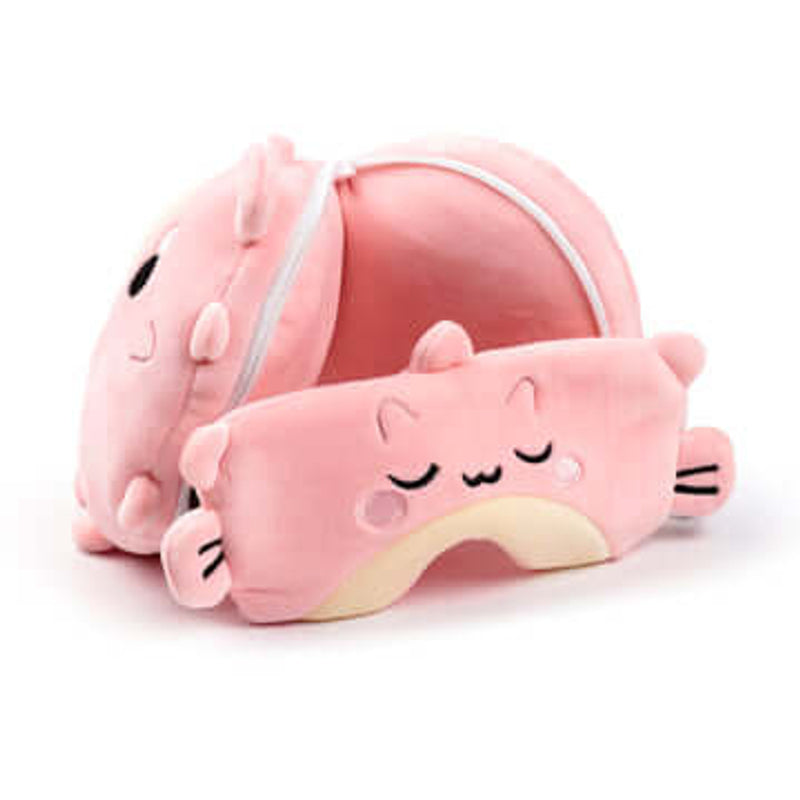 RELAXEAZZZ Kids Travel Pillow & Eye Mask - Puffer Fish