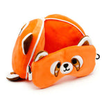 RELAXEAZZZ Kids Travel Pillow & Eye Mask - Red Panda