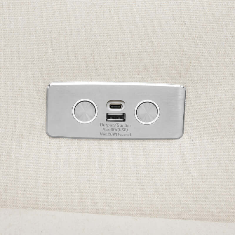 Babyletto Kiwi 電動躺椅及旋轉搖椅，帶 USB 接口 - 高性能奶油色環保編織面料