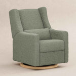 Babyletto Kiwi Electronic Recliner & Swivel Glider w/ USB Port - Sage Teddy Loop with Light Wood Base