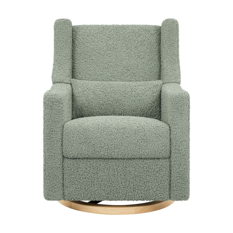 Babyletto Kiwi Electronic Recliner & Swivel Glider w/ USB Port - Sage Teddy Loop with Light Wood Base