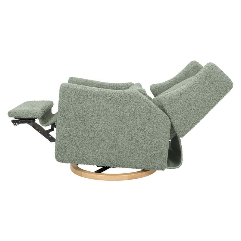 Babyletto Kiwi Electronic Recliner & Swivel Glider w/ USB Port - Sage Teddy Loop with Light Wood Base