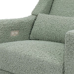 Babyletto Kiwi Electronic Recliner & Swivel Glider w/ USB Port - Sage Teddy Loop with Light Wood Base