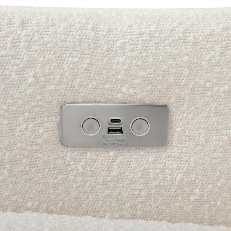 Babyletto Kiwi Electronic Recliner & Swivel Glider w/ USB Port - Ivory Boucle with Gold Base