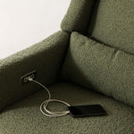 Babyletto Kiwi Electronic Recliner & Swivel Glider w/ USB Port - Olive Boucle with Light Wood Base