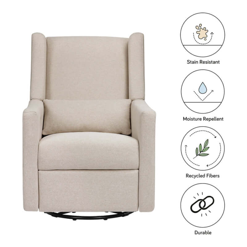 Babyletto Kiwi Electronic Recliner & Swivel Glider w/ USB Port - Performance Beach Eco-Weave
