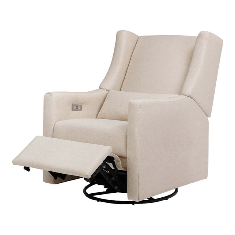 Babyletto Kiwi Electronic Recliner & Swivel Glider w/ USB Port - Performance Beach Eco-Weave