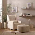 Babyletto Kiwi Gliding Ottoman - Almond Teddy Loop with Light Wood Base