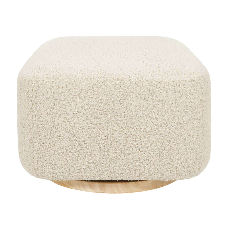 Babyletto Kiwi Gliding Ottoman - Almond Teddy Loop with Light Wood Base