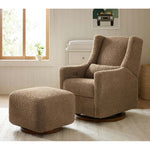 Babyletto Kiwi Gliding Ottoman - Latte Teddy Loop with Dark Wood Base