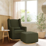 Babyletto Kiwi Gliding Ottoman - Olive Boucle with Light Wood Base