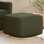 Babyletto Kiwi Gliding Ottoman - Olive Boucle with Light Wood Base