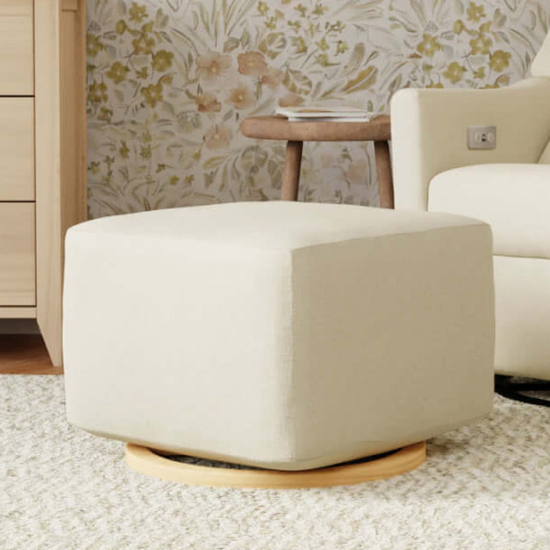 Babyletto Kiwi Gliding Ottoman - Performance Cream Eco-Weave with Light Wood Base