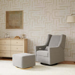Babyletto Kiwi Gliding Ottoman - Performance Grey Eco-Weave with Light Wood Base