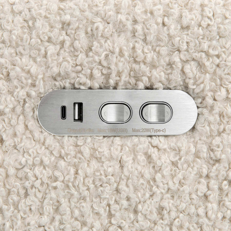 Babyletto Kiwi Plus 電動躺椅/旋轉搖椅，帶電動可調式頭枕和 USB 接口 - 杏仁色泰迪熊圈