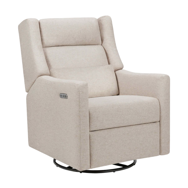 Babyletto Kiwi Plus 電動躺椅/旋轉搖椅，帶電動可調式頭枕和 USB 接口 - Performance Beach Eco-Weave 面料