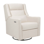 Babyletto Kiwi Plus 電動躺椅/旋轉搖椅，帶電動可調頭枕和 USB 接口 - 性能奶油色環保編織面料