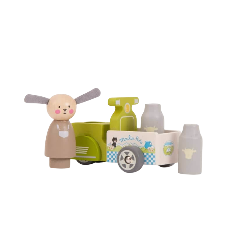 Moulin Roty La Grande Famille Milk Delivery Tricycle with Albert 11x6cm