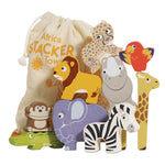 Le Toy Van Africa Stacking Animals & Bag - 10 Piece (6) FSC 100%