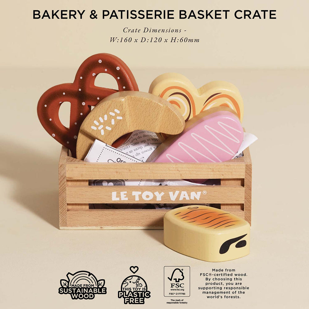 Le Toy Van Bakery & Patisserie Wooden Market Crate - 6 Pc (4) FSC 100%