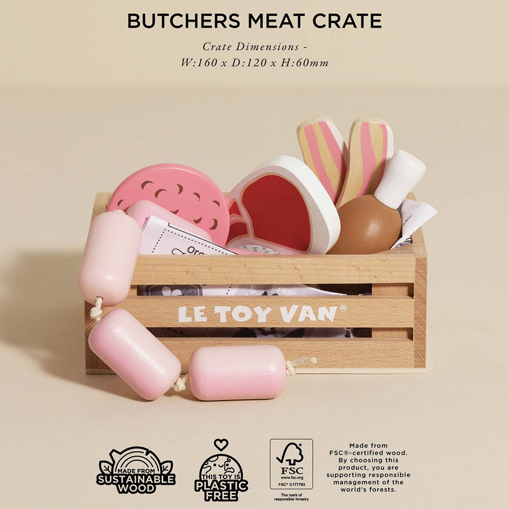 Le Toy Van Butchers Meat Wooden Market Crate - 7 Piece (4) FSC 100%