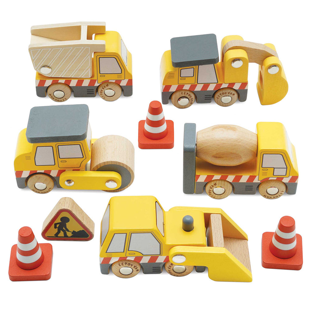 Le Toy Van Construction Toy Cars, Trucks & Diggers - 7 Pc (6) FSC 100%