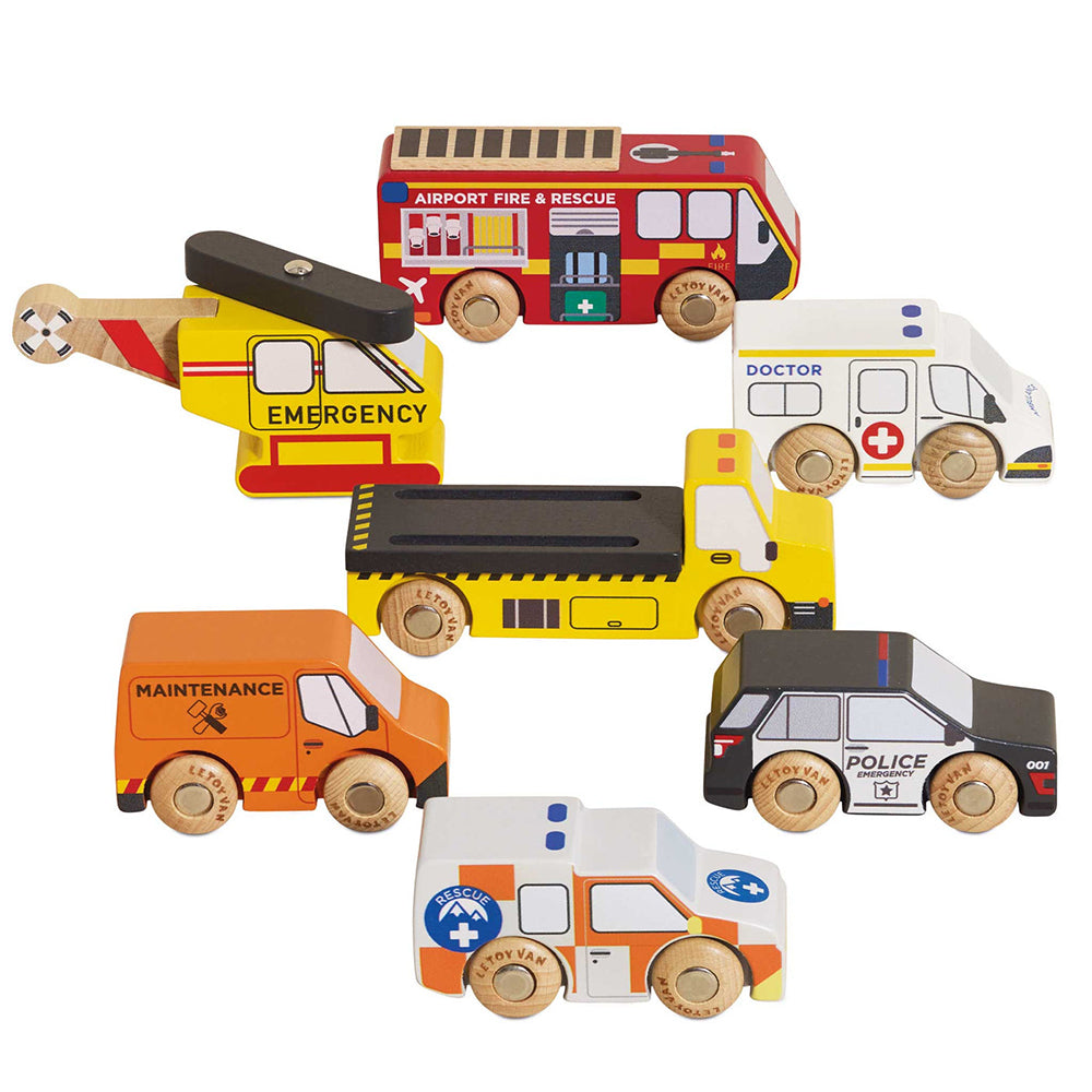 Le Toy Van Emergency Helicopter & Rescue Cars - 7 Piece (6) FSC 100%