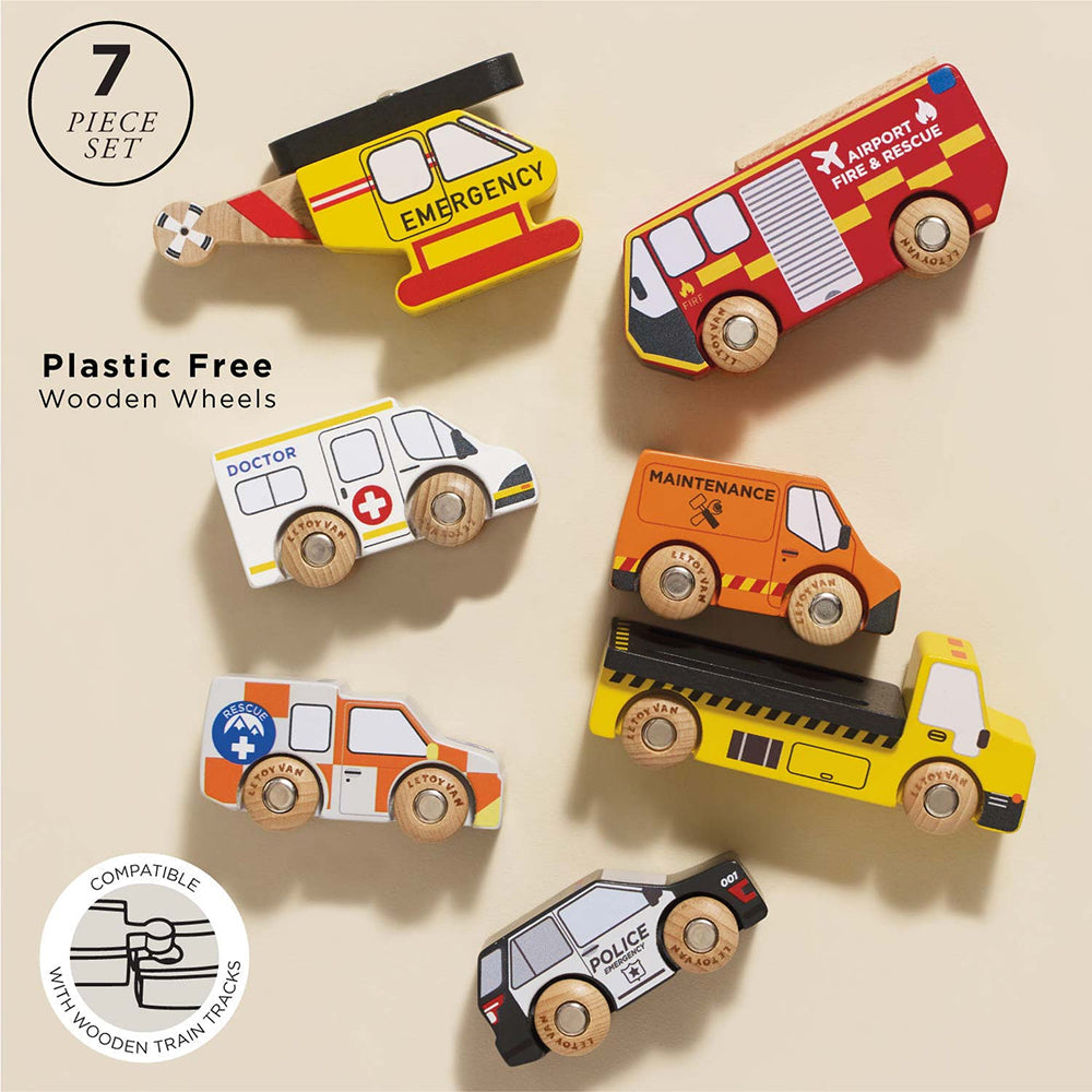 Le Toy Van Emergency Helicopter & Rescue Cars - 7 Piece (6) FSC 100%