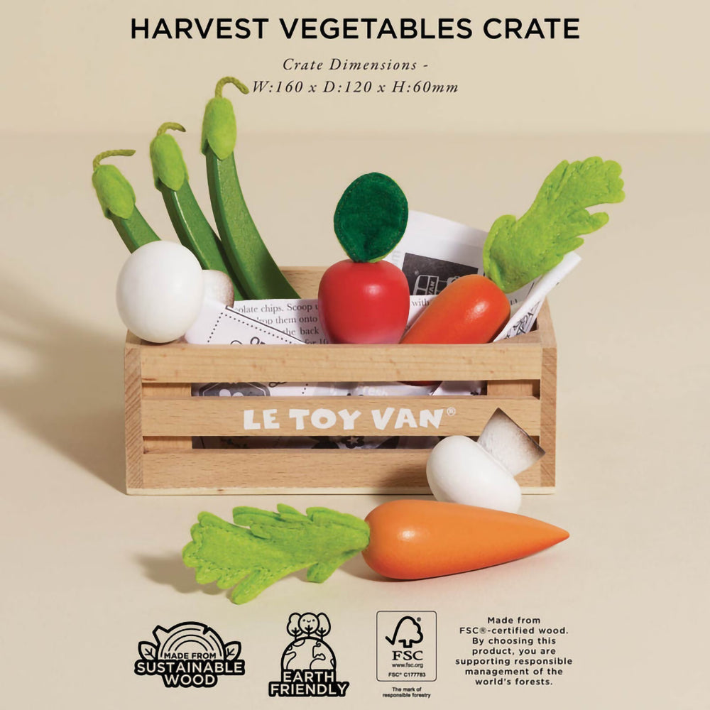 Le Toy Van Harvest Vegetables Wooden Food Crate - 9 Piece (4) FSC 100%