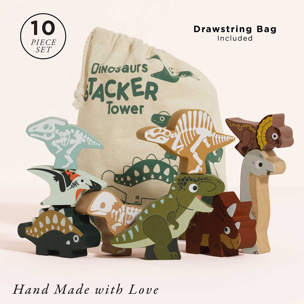Le Toy Van Jurassic Stacking Dinosaurs & Bag - 10 Piece (6) FSC 100%