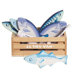 Le Toy Van Market Fish Wooden Play Food Crate - 7 Piece (4) FSC 100%