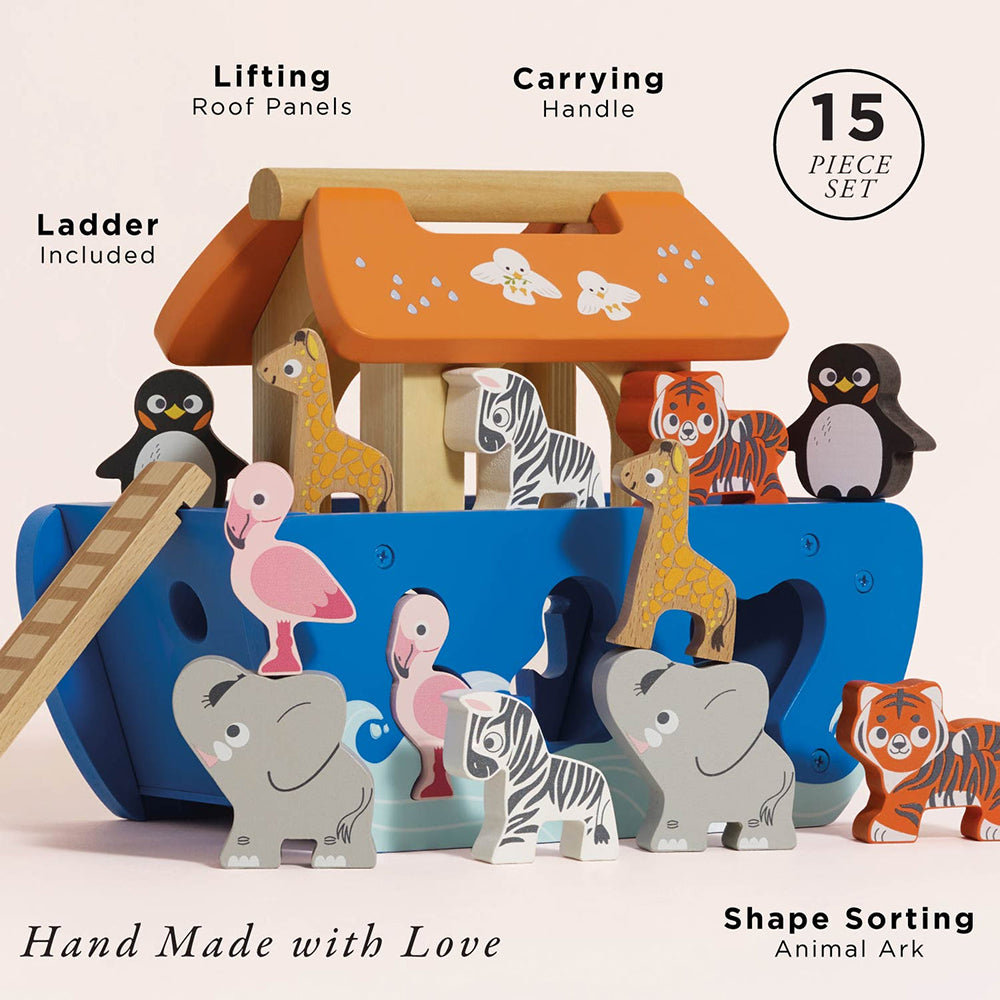 Le Toy Van Noah's Ark & Animals Shape Sorter - 15 Piece (4) FSC 100%
