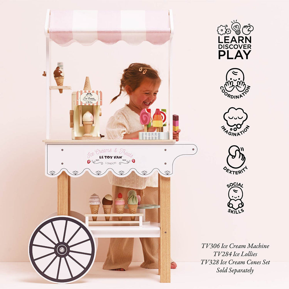 Le Toy Van Ice Cream Trolley Market Stall (2) FSC 100%