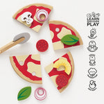 Le Toy Van Pizza & Toppings with Slice Cutter - 13 Pieces (4) FSC 100%